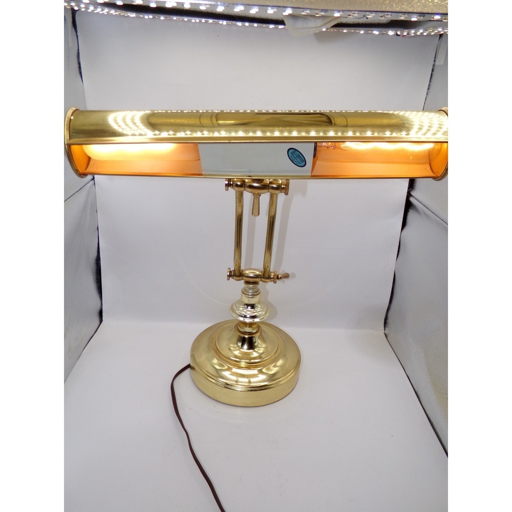 Vtg Brass Desk Lamp Adjustable Task Bankers Piano Pharmacy MCM Grandmillenial - Picture 3 of 16